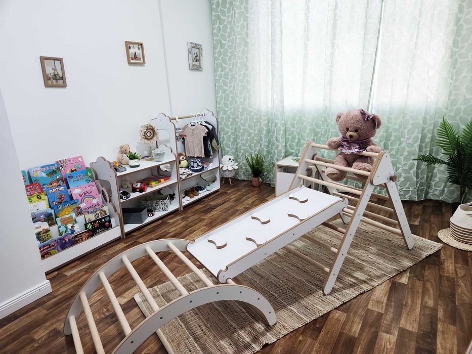 4in1 Montessori Triunghi mare Pikler de catarare +tobogan+ arc+ perna