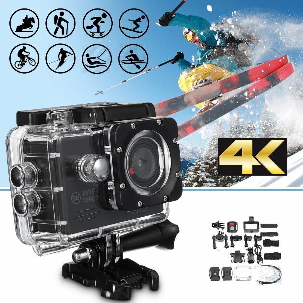 Camera de actiune 4K Ultra HD, impermeabilă, WiFi