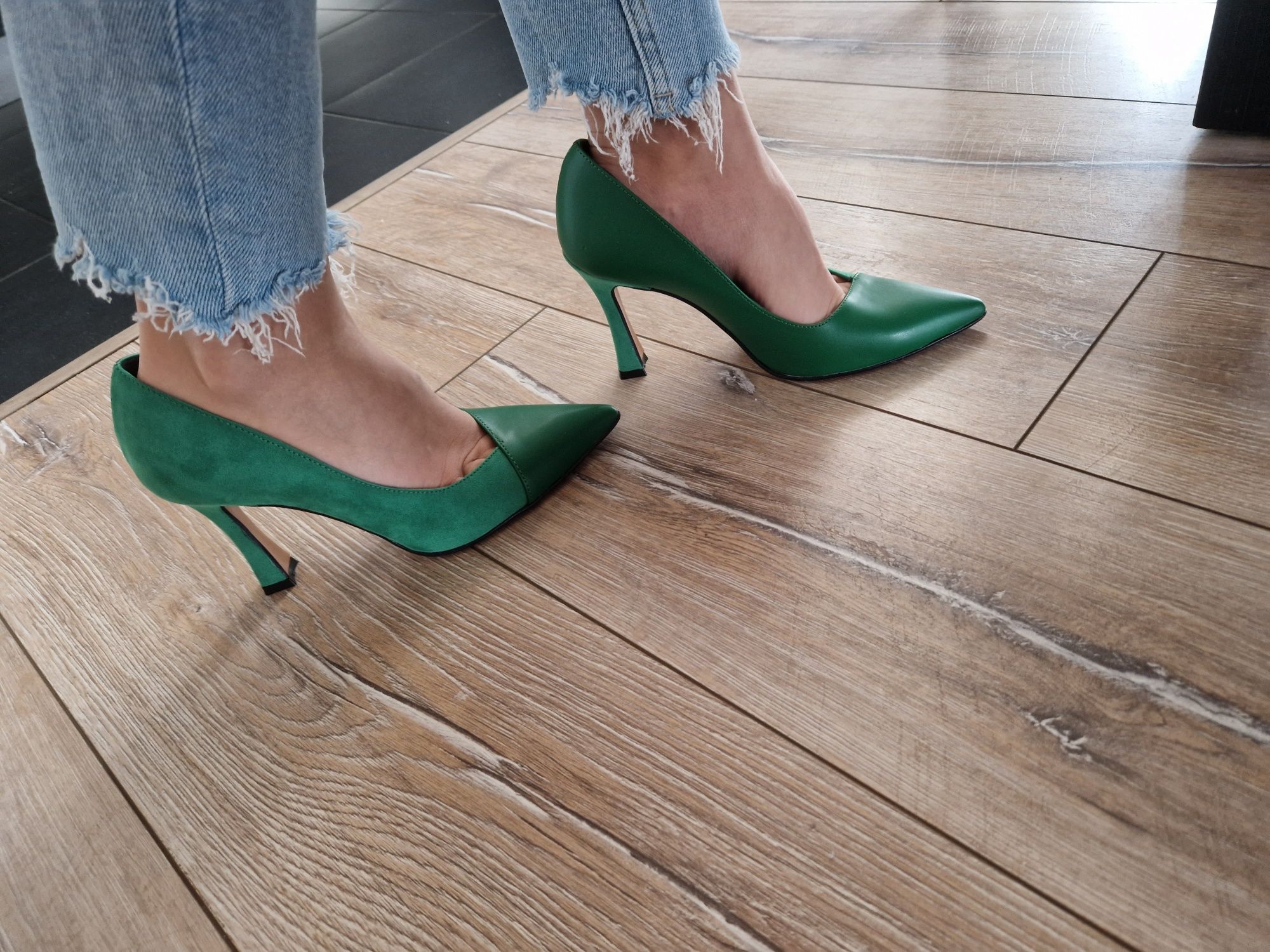 Pantofi piele verzi