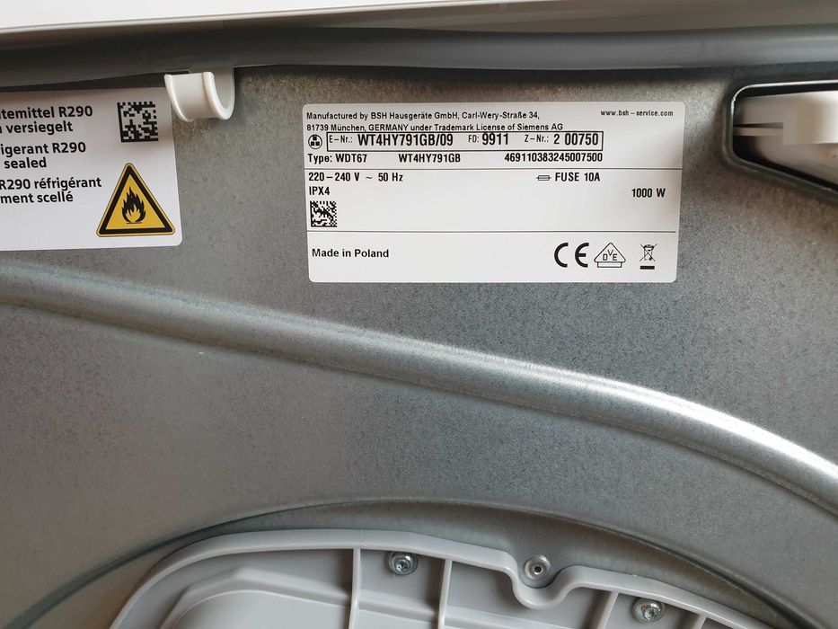 Wi-Fi 9 кг Сушилня Siemens - Bosch Термопомпа 12м Гаранция Сименс