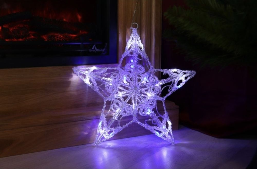 Decoratiune Craciun exterior stea 3D, Hoff, 40 LED-uri, 40 cm