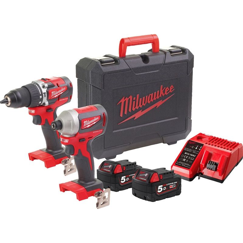 Set dublu Impact si Percutie Milwaukee cu 2 baterii de 5ah