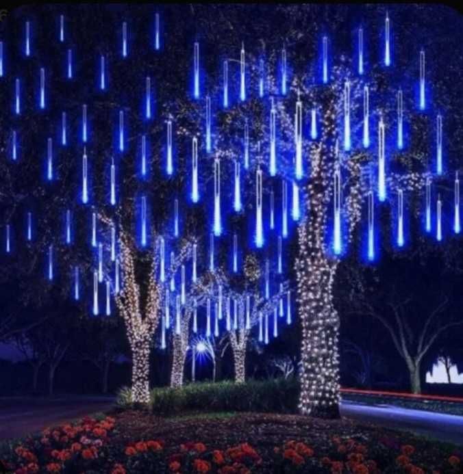 Сини Капки ПАдащ сняг 3 комплекта + Подарък лампи 8м