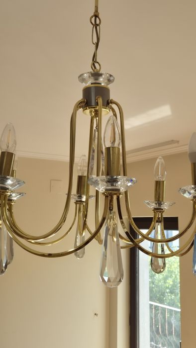 Candelabru alama si cristal 6 becuri