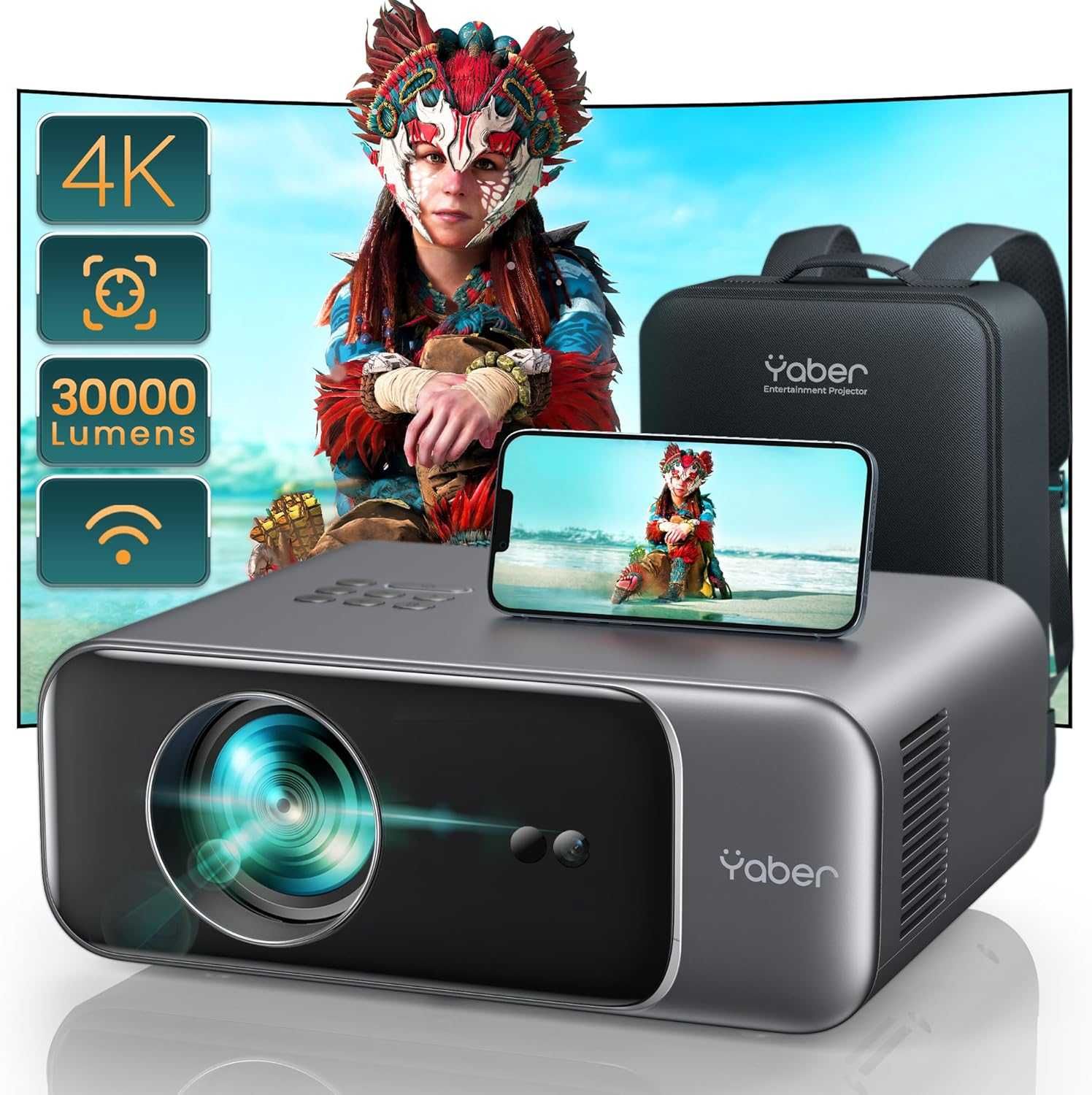 300" с 30000 лумена WiFi 6 Bluetooth 5.2, YABER Pro V9 тв плейър...
