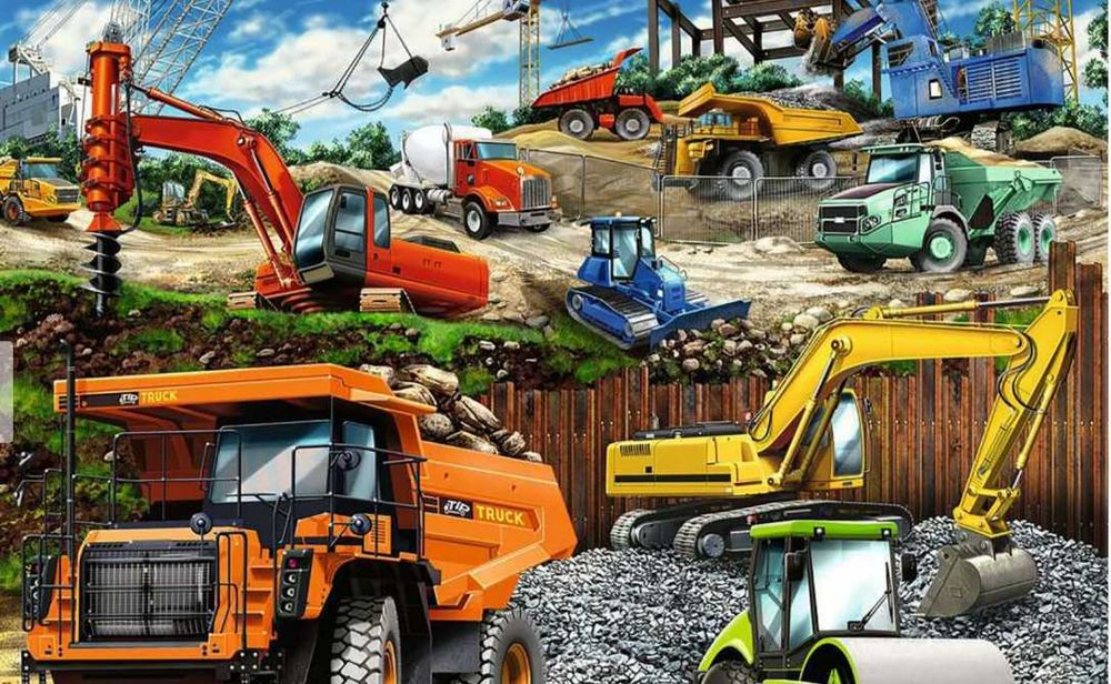 Пъзел Ravensburger XXL - Строителни превозни средства, 100 части