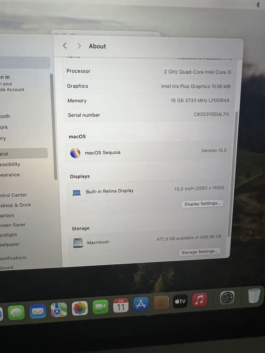 Placa de baza Macbook Pro 13 2020 A2251  i5 2.0 16GB 512SSD