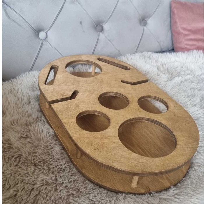 Дървен поднос за вино и мезета