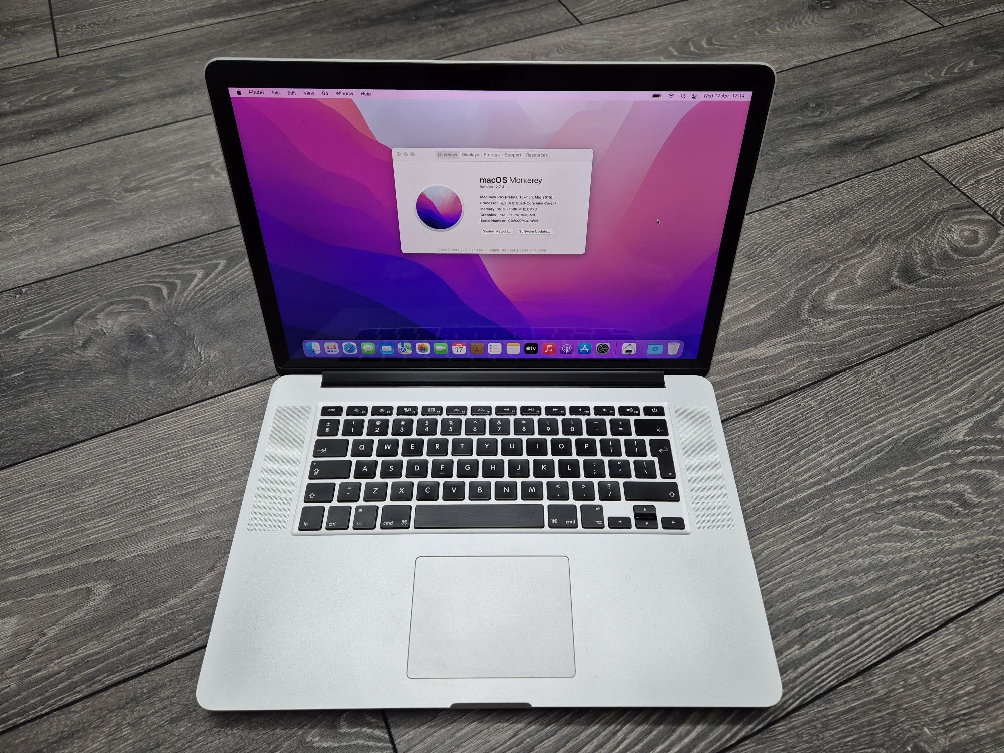 MacBook PRO 15 2015 A1398, i7 2.2 GHz, 16 Gb RAM, SSD 256