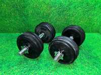 Set gantere cu discuri din fier cauciucate 35kg 30/31mm