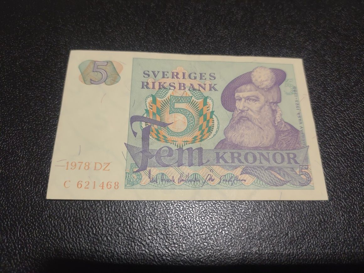 Bancnota 5 Kronor 1978 Suedia
