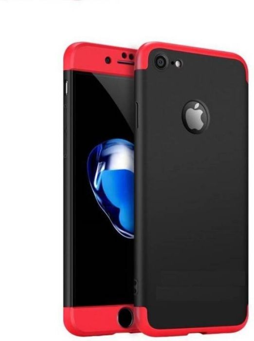 Husa Apple iPhone 8, Elegance Luxury, 360° 3in1 Negru-Rosu