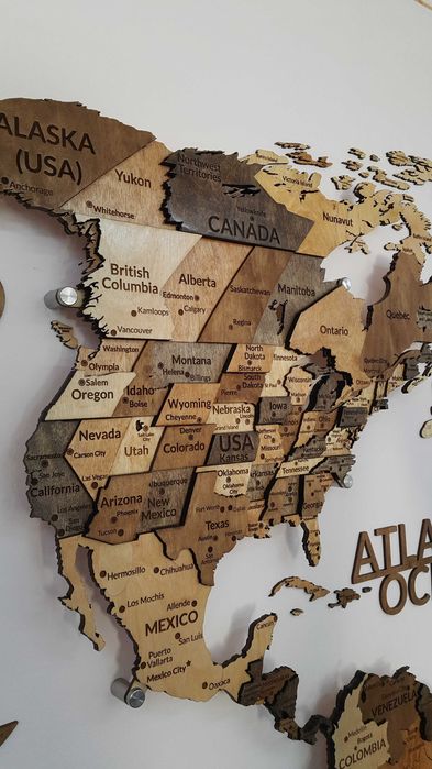 3D Yog‘och Dunyo Xaritalari, 3d karta mira, 3д карта мира