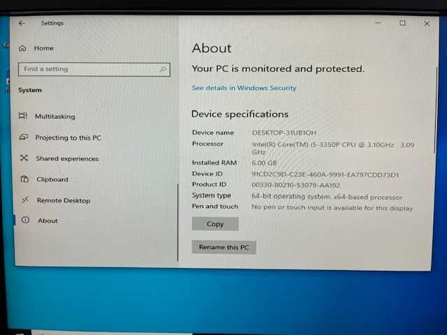 Calculator Intel (R) Core (TM) i5-335 CPU, 3,10 GHz + Monitor Dell