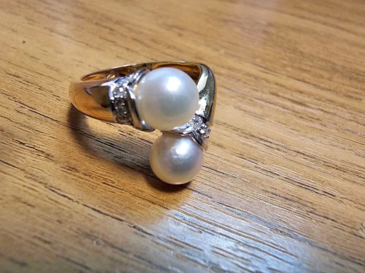 Inel cu perle si diamante 18k(antikgemma)