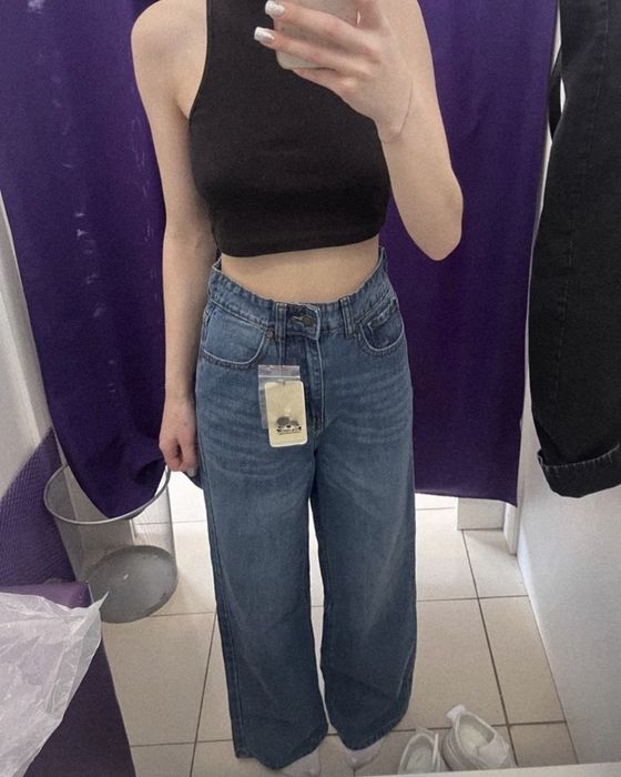 Джинсы клёш широкие S