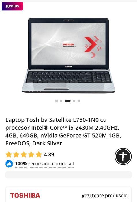 Vand/schimb leptop toshiba  i5  4g ram 1 g video  500 hdd