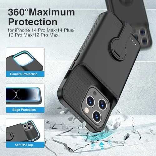 Нов 8000mAh Батерия кейс калъф със стойка за iPhone 14 Plus/13 Pro Max