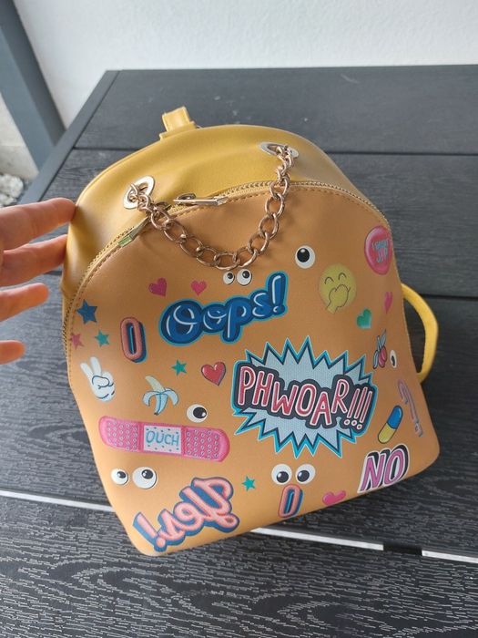 Rucsac Meli Melo, galben cu modele vesele