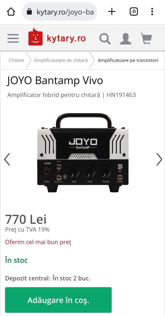 JOYO Bantamp Vivo mini Tube Amp JOYO sigilat
Amplificator hibrid pentr