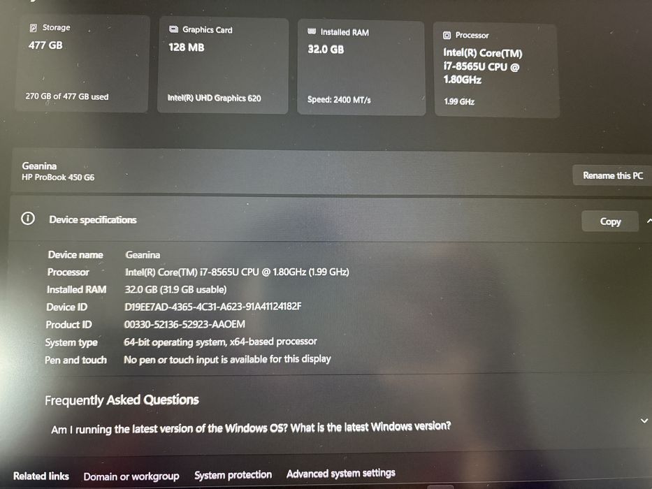 Laptop HP Probook, windows licentiat