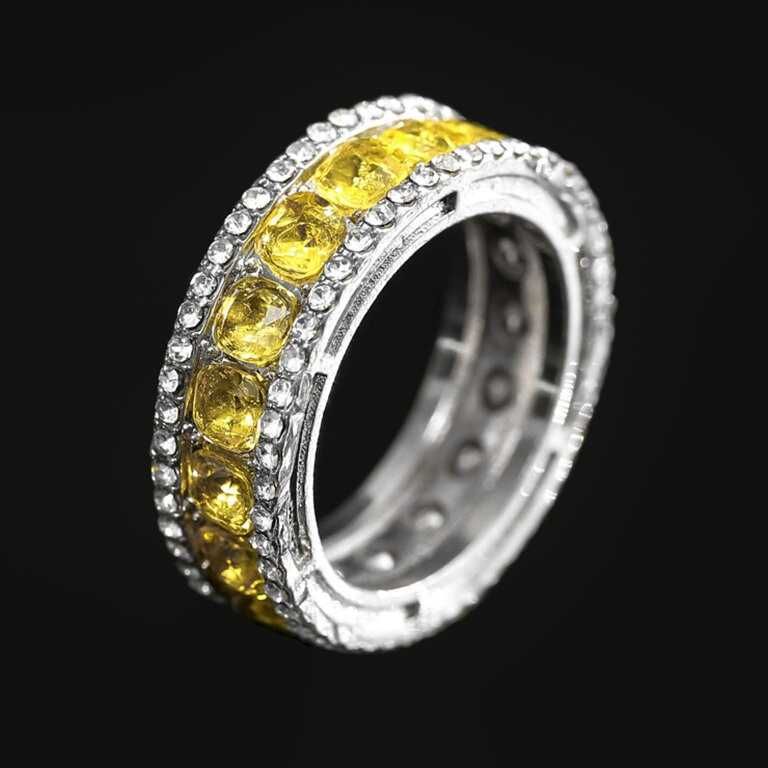 Кольцо с желтыми камнями, доставка по центру Алматы