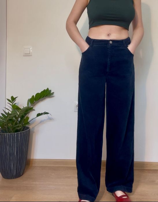 Тъмно син панталон ВЕЛУРЕН S размер от RESUME