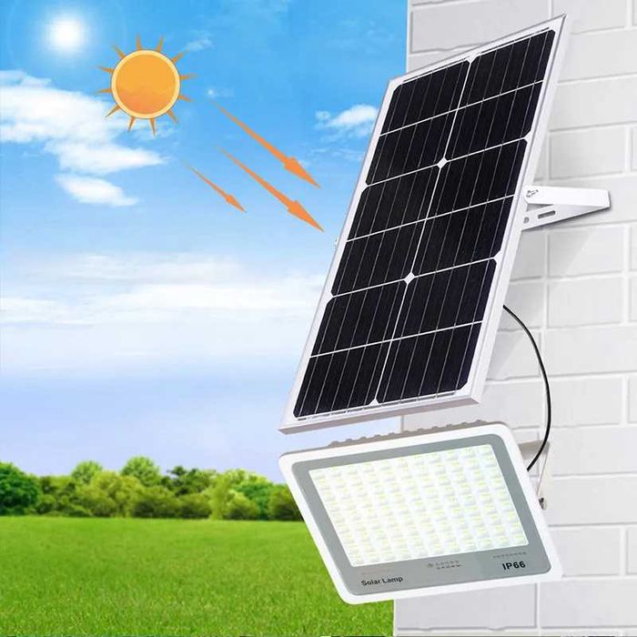 Proiector LED cu panou solar, 99 LED, telecomanda, 300W