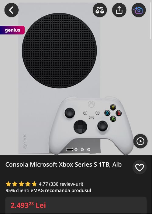 Consola Microsoft Xbox Series S 1TB, Alb