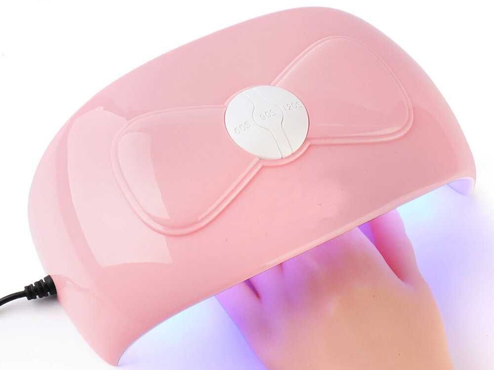Голяма, портативна, UV/Led лампа за маникюр, розова панделка дъга,54W!
