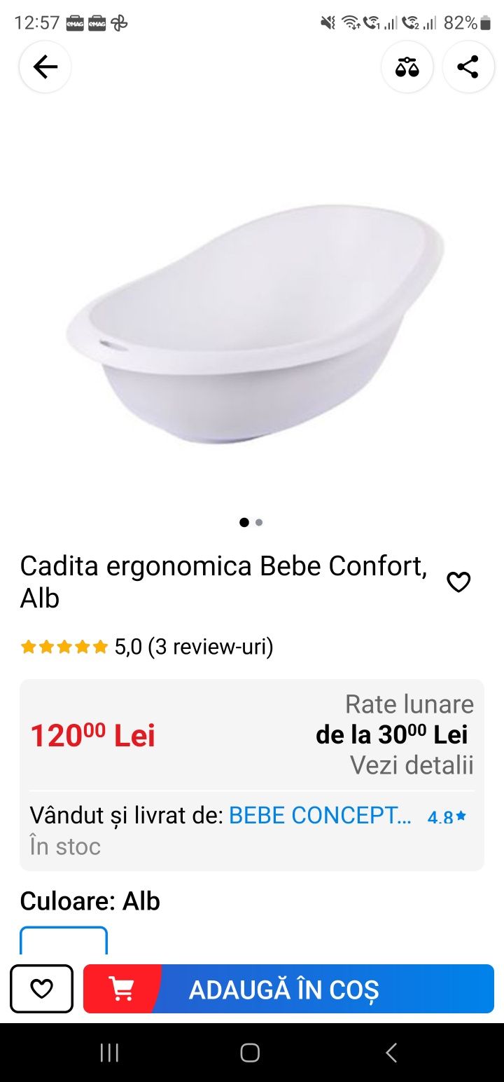 Cadita ergonomica Bebe Confort, Alb