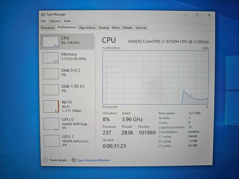 Laptop Gaming Asus RogStrix GL703G 17" I7-8750H, RTX 1050 TI 4GB, 24Gb