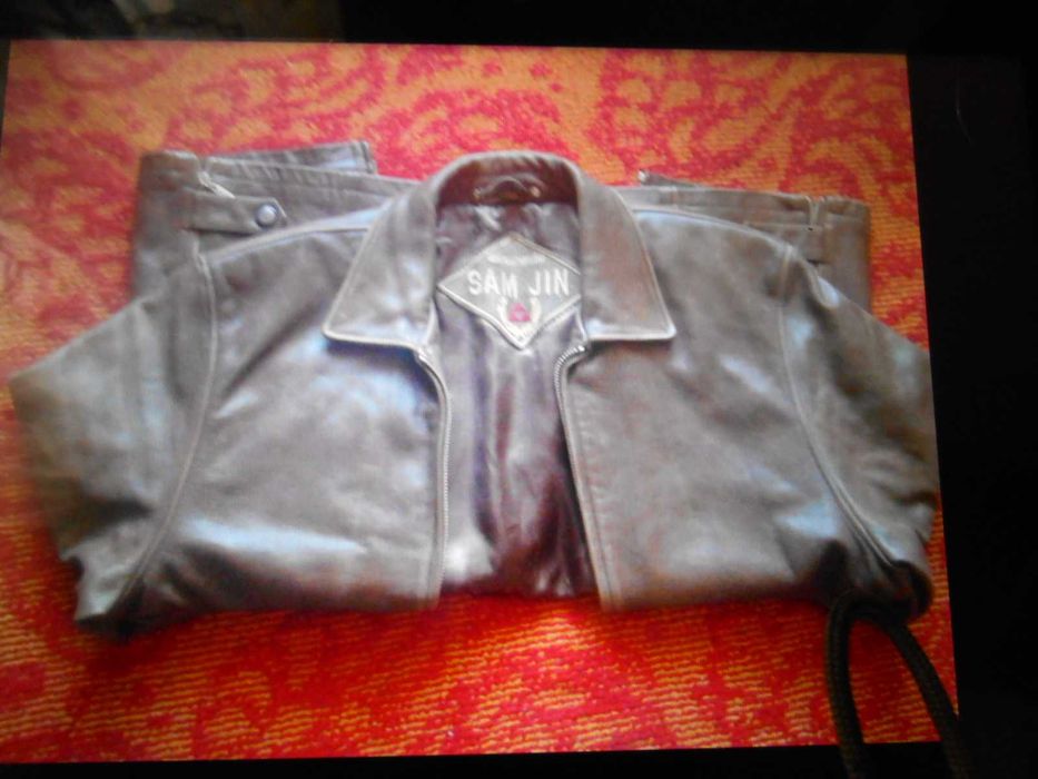 Мужской Кожанный Куртка SAM JIN Юж.Корея.Б/у. Раз-52