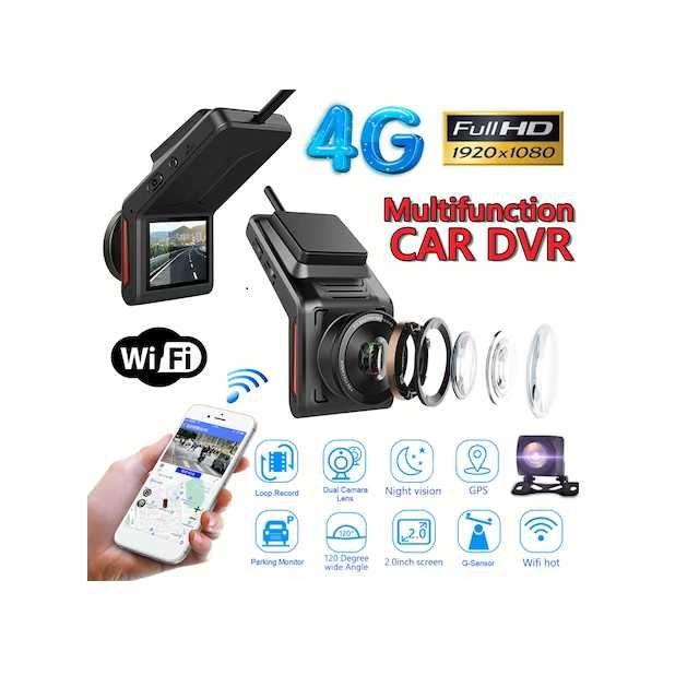 Camera auto de bord duala DVR smart, Full HD 1080P, 4G LTE