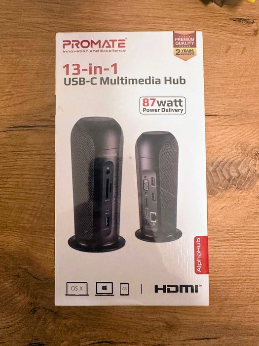 Hub USB Type-C PROMATE, USB 3.0, Ethernet, HDMI, DisplayPort, VGA, SD