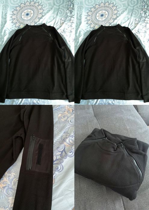 Pulover tactic negru, mărimea XXXL, cu scai pe braţ.