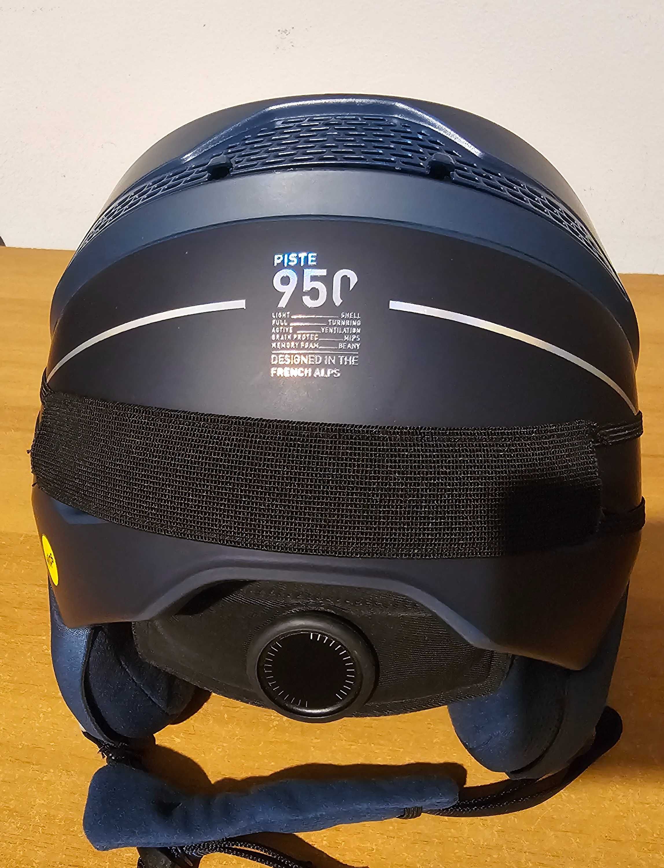 Синя каска за ски с визьор WEDZE PST 950 MIPS, S 52-55 см