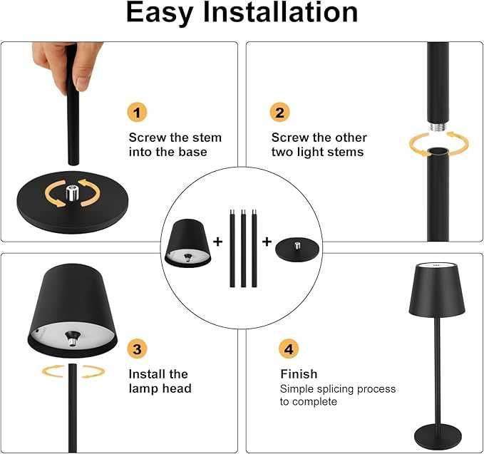 Set 2 lampi wireless cu touch si acumulatori de 5000 mAh