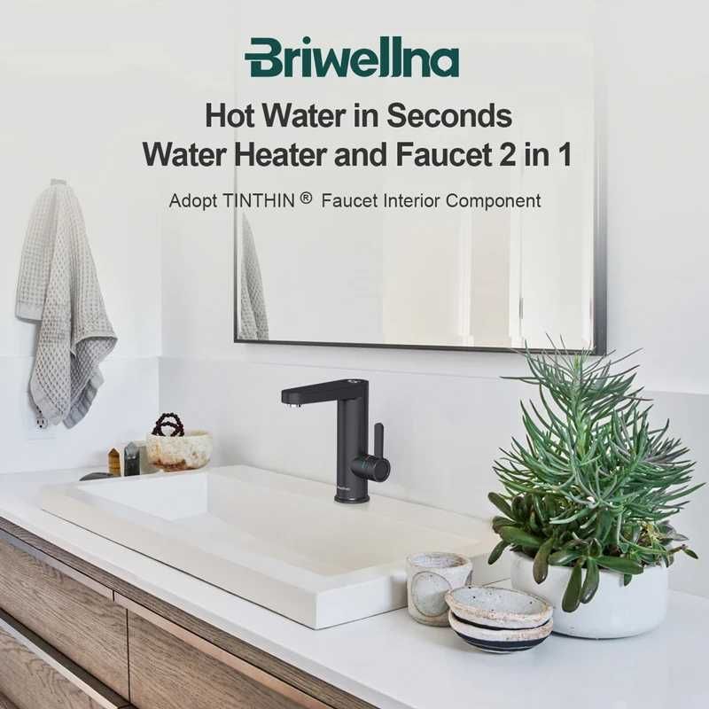 Проточен смесител с нагревател за кухня и баня Briwellna BP21-Black