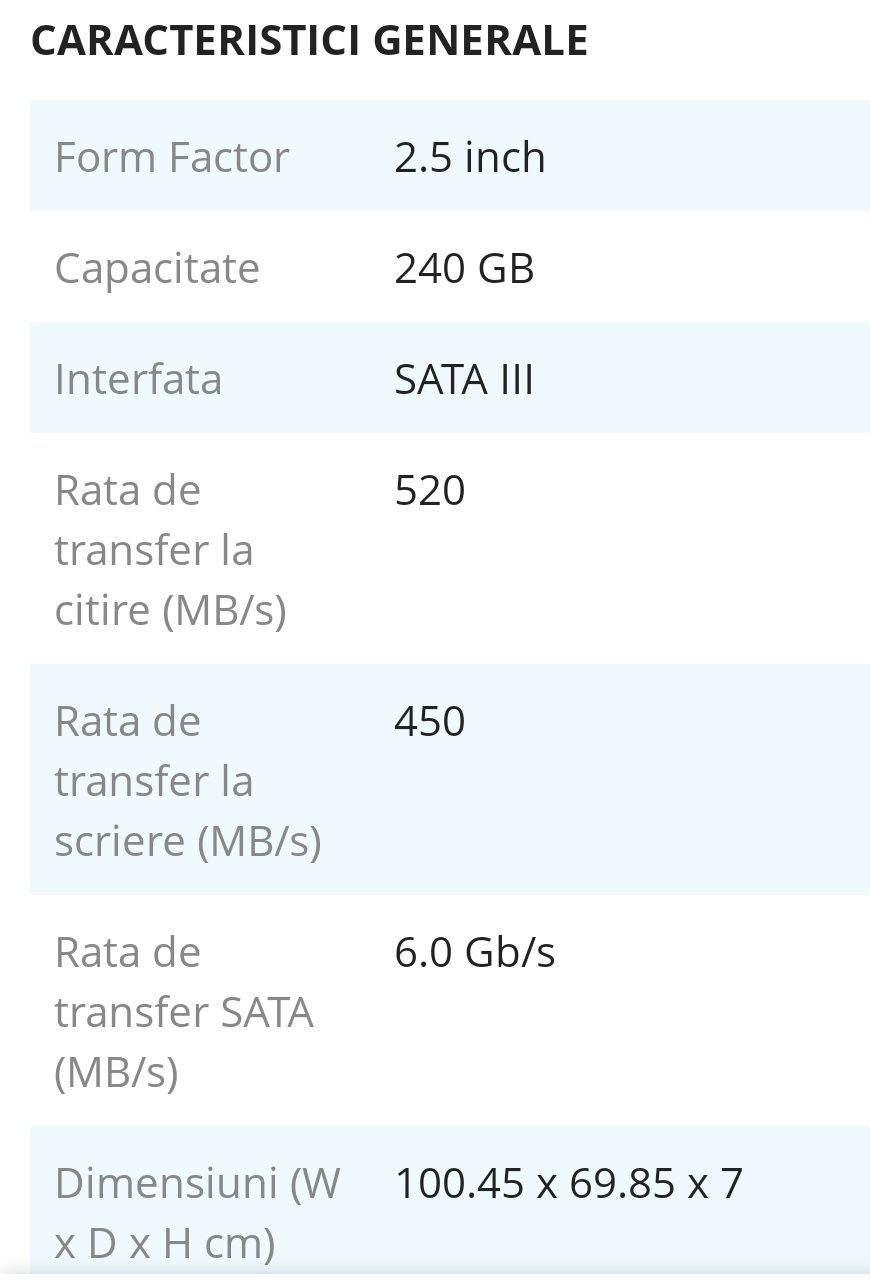 Solid State Drive (SSD) ADATA ULTIMATE SU650, 240GB