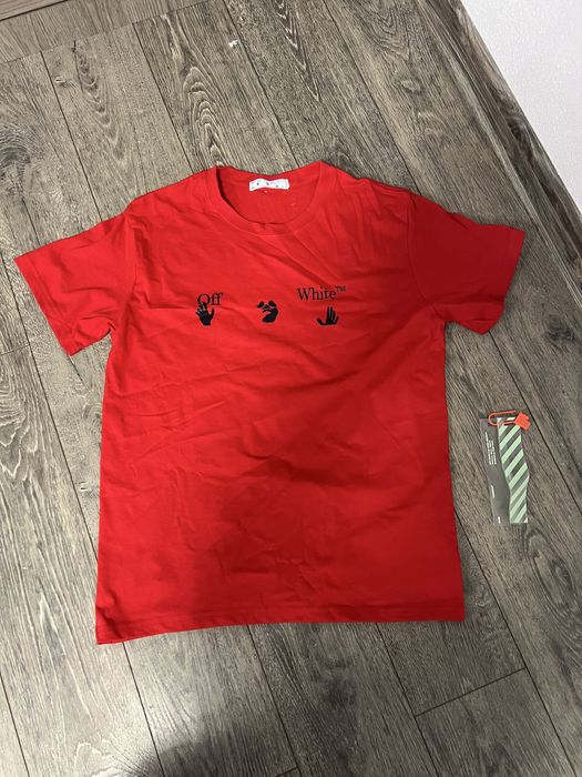 Tricou off white rosu, M