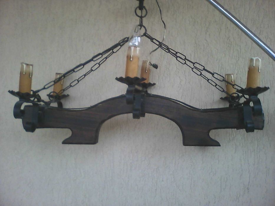 Candelabru din lemn si fier forjat