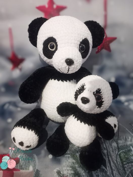 Панда мама и бебе - ръчно плетиво