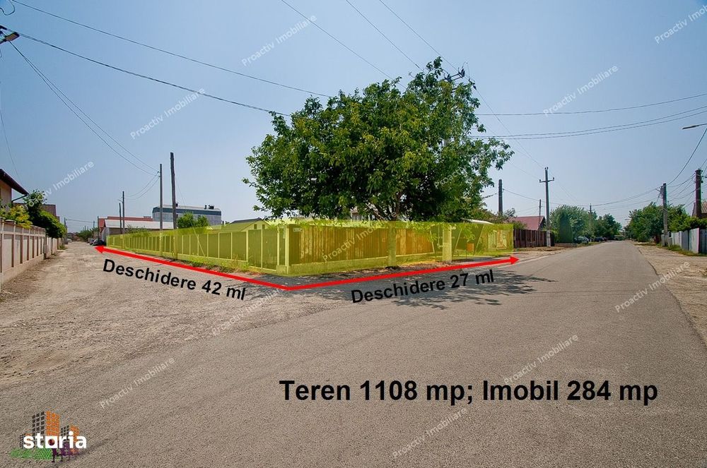 Imobil P+1E, 284mp, teren 1108 mp, deschidere pe 2 strazi, central