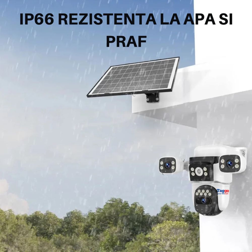 Camera Supraveghere cu 4 Camere cu Panou Solar, 4G, 12 MP Zoom 10X