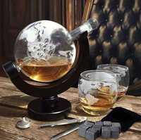 Лукс комнплект за уиски бутилка със стойка чаши и камъни