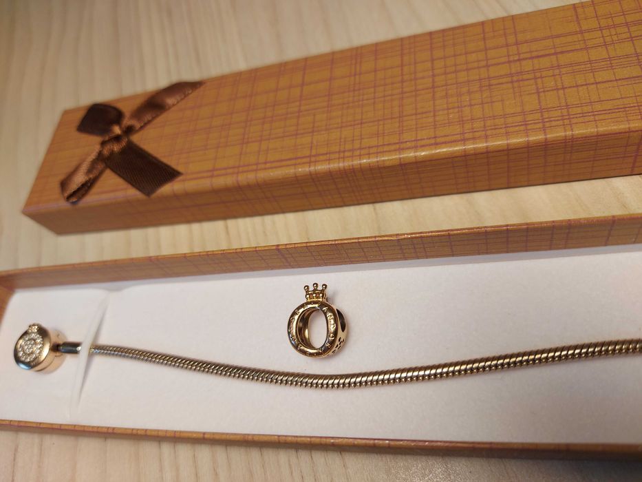 Гривна PANDORA златно покритие Талисман gold Висулка позлатена Пандора