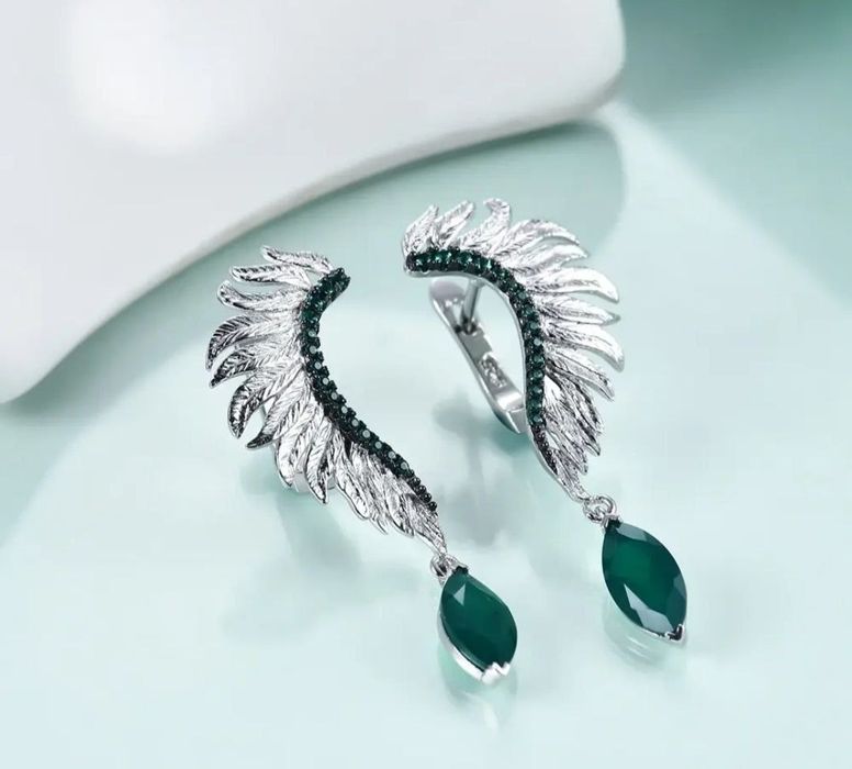 Натуральный агат серебро серьги Серьги интересные 
Серебро 925 родиров