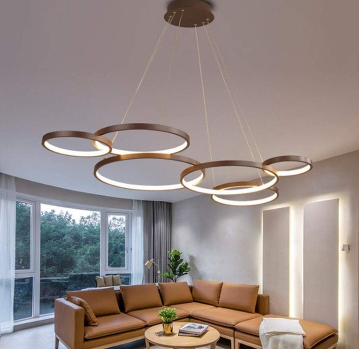 Висяща лампа Модерна LED 88W цвят кафе  лед Димируема с дистанционно