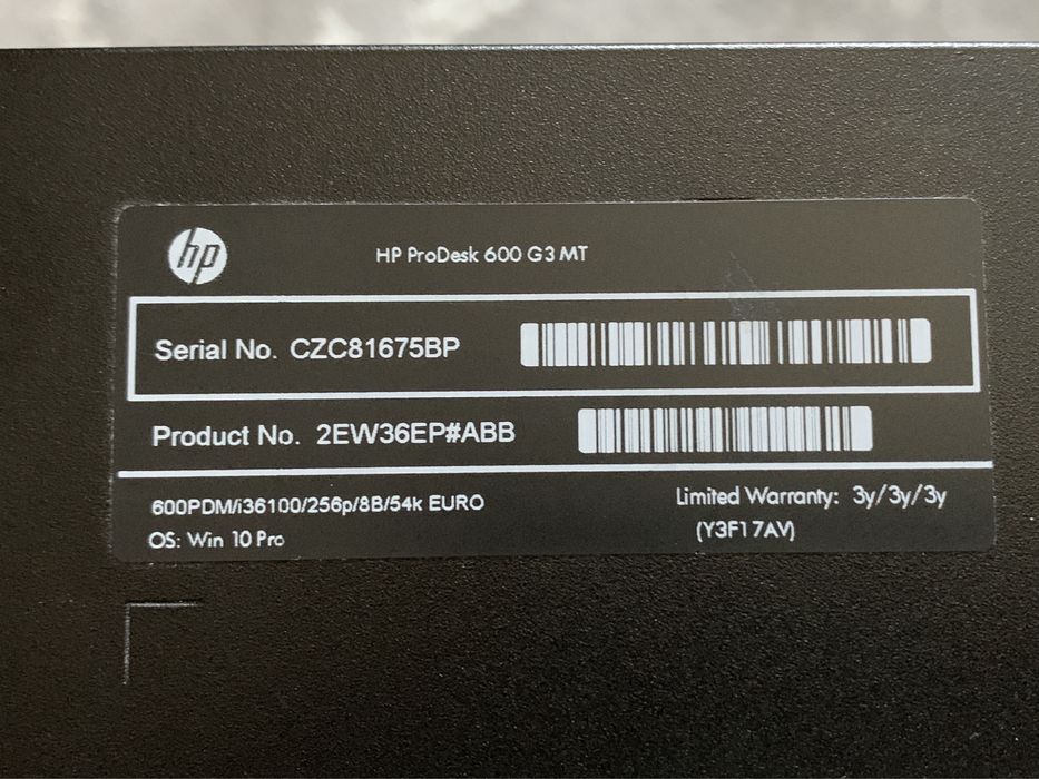 HP ProDesk 600 G3 MT, SSD 250GB, 8GB RAM